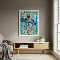 Quadro Oxaguiã Manifestação do Orixá Oxalá - 70x50cm Cor:Moldura Preta