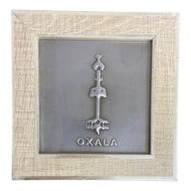 Quadro Oxalá Orixá Madeira Carvalho e Metal 13 x13 cm