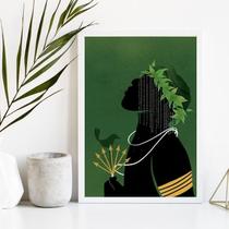 Quadro Oxóssi Orixá 33x24cm - Vidro, Moldura Preta Quadro Oxóssi Orixá 33x24cm - Vidro, Moldura Preta