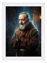 Quadro Padre Pio Orando Fundo Celestial 50x70cm Quadro Padre Pio Orando Fundo Celestial 50x70cm
