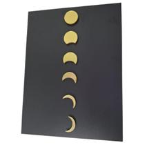 Quadro painel decorativo fases lua dourado 30x40 mdf acrilic