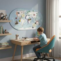 Quadro Painel Mapa Múndi 43x85cm Decoração de Parede para Sala e Escritório Quadro Painel Mapa Múndi 43x85cm Decoração de Parede para Sala e Escritório