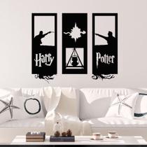 Quadro Painel Trio Harry Potter X Lord Voldemort Mdf Vazado Decoração Casaa Quarto Sala Séries e Filmes Geek Potterhead