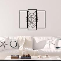 Quadro Painel Trio Lobo Geométrico Vazado Mdf Decorativo Sala Casa Preto