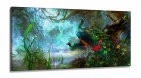 Quadro Paisagem Artístico Pavão Sala em Tecido Canvas 130x60 Quadro Paisagem Artístico Pavão Sala em Tecido Canvas 130x60