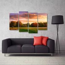 Quadro Paisagem Árvores Sala Escritório Em Tecido 4 Peças 1