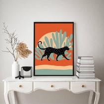 Quadro Paisagem Boho - Leopardo 24X18Cm - Com Vidro