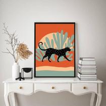 Quadro Paisagem Boho - Leopardo 33X24Cm - Com Vidro