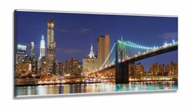 Quadro Paisagem De Nova York Vista Da Ponte Brooklyn em Tecido Canvas 130x60 Quadro Paisagem De Nova York Vista Da Ponte Brooklyn em Tecido Canvas 130x60