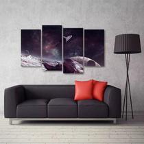 Quadro Paisagem Espaço Universo Escritório Em Tecido 4 Peças