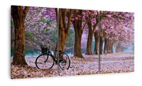 Quadro Paisagem Flor Cerejeira Bicicleta Decorativo - Wall Frame