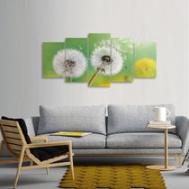 Quadro Paisagem Mosaico 5 Peças Flores Dente de Leão 125x60