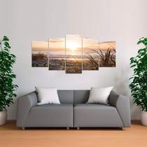 Quadro Paisagem Natureza Plantas Entardecer Mosaico 125X60