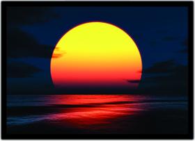 Quadro Paisagem Natureza Sol Mar Com Moldura G07