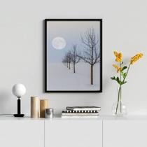 Quadro Paisagem Neve Árvores Lua 33x24cm - com vidro Quadro Paisagem Neve Árvores Lua 33x24cm - com vidro