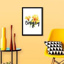 Quadro Palavra Coragem 24X18Cm - Com Vidro - Madeira Preta