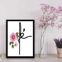 Quadro Palavra Fé Floral 24X18Cm - Com Vidro