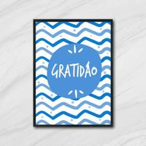 Quadro Palavra Gratidão - Azul 24x18cm