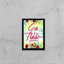 Quadro Palavra Gratidão - Floral 33x24cm - com vidro