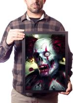 Quadro Palhaço Zumbi Arte Macabra Horror Poster Moldurado Quadro Palhaço Zumbi Arte Macabra Horror Poster Moldurado