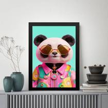 Quadro Panda Humano - Óculos 45x34cm - com vidro Quadro Panda Humano - Óculos 45x34cm - com vidro