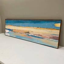 Quadro panorâmico Abstrato Azul e Laranja.