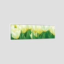 Quadro Panorâmico Tulipas Brancas 100X30Cm Moldura Branca