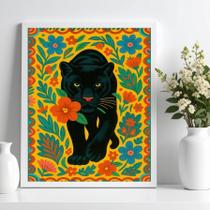 Quadro Pantera Floral Boho Farm 33X24Cm