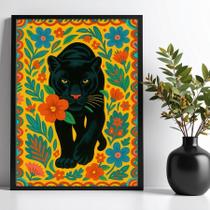 Quadro Pantera Floral Boho Farm 45x34cm