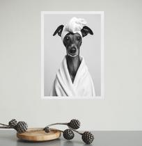 Quadro Para Banheiro Cachorrinha de Roupão 33x24cm