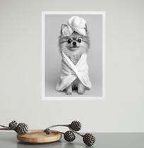 Quadro Para Banheiro Cachorrinha Lulu de Roupão 24x18cm