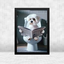 Quadro Para Banheiro Cachorrinho Maltês 24X18Cm