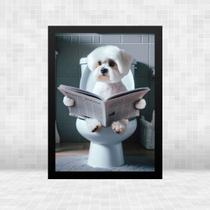 Quadro Para Banheiro Cachorrinho Maltês 24x18cm