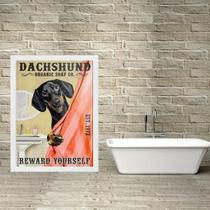 Quadro Para Banheiro Dachshund - Cortina 45X34Cm - Com Vidro Quadro Para Banheiro Dachshund - Cortina 45X34Cm - Com Vidro