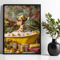 Quadro Para Banheiro Girafa No Banho - Tropical 45X34Cm Quadro Para Banheiro Girafa No Banho - Tropical 45X34Cm