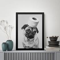 Quadro Para Banheiro Pug - Papel Higiênico 33x24cm Quadro Para Banheiro Pug - Papel Higiênico 33x24cm