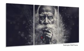 Quadro Para Barbearia Velho Barbudo Cachimbo 120x60 3 peças