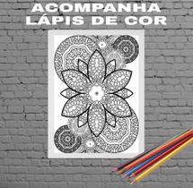 Quadro Para Colorir Mandala Floral 33x24cm