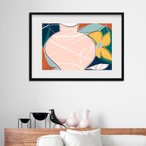 Quadro Para Copa Abstrato Vaso Rosa - 60x48cm Quadro Para Copa Abstrato Vaso Rosa - 60x48cm