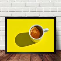 Quadro Para Cozinha Amarelo Café 45x34cm - com vidro