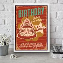 Quadro Para Cozinha Bolo De Aniversário 45X34Cm