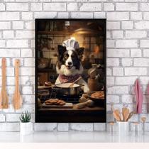 Quadro Para Cozinha Cão Border Collie 24x18cm - com vidro