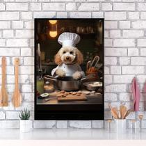 Quadro Para Cozinha Cão Raça Poodle 33X24Cm - Com Vidro