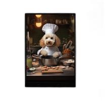 Quadro Para Cozinha Cão Raça Poodle 45X34Cm - Com Vidro