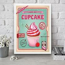 Quadro Para Cozinha Cupcake Rosa 24X18Cm