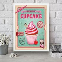 Quadro Para Cozinha Cupcake Rosa 33x24cm