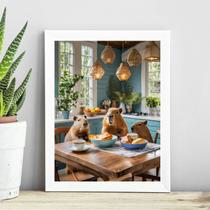 Quadro Para Cozinha - Família Capivaras 24x18cm - com vidro Quadro Para Cozinha - Família Capivaras 24x18cm - com vidro