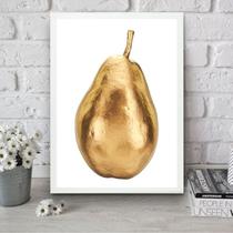 Quadro Para Cozinha Pera Dourada 45x34cm - com vidro