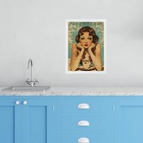 Quadro Para Cozinha Pin Up Com Café 24x18cm