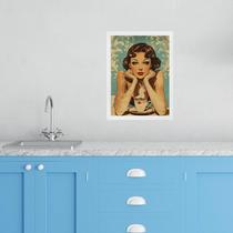 Quadro Para Cozinha Pin Up Com Café 24X18Cm
